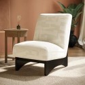 BUN/RYA001/96330 Beige Jacquard Patterned Fabric Accent Chair - Raya