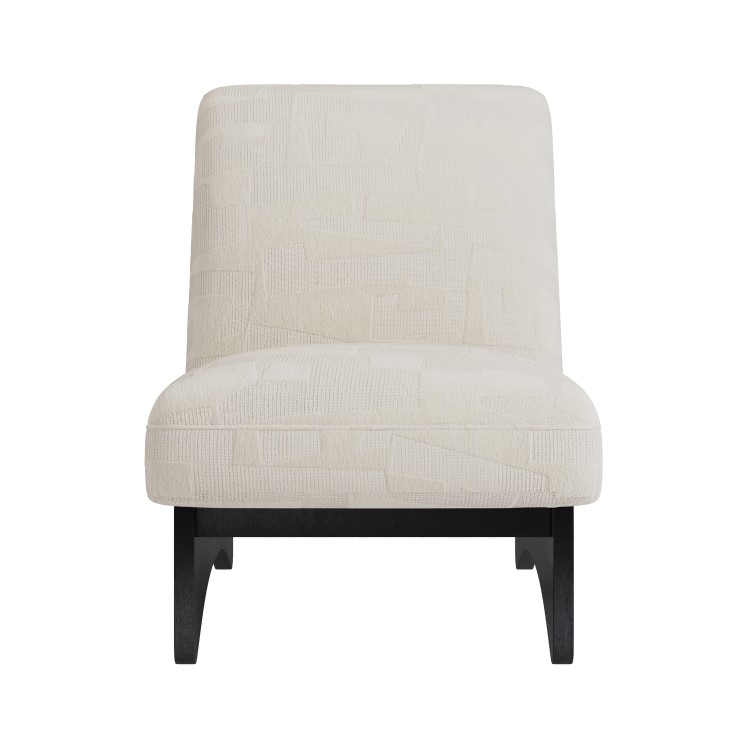 Beige Jacquard Patterned Fabric Chair - Raya