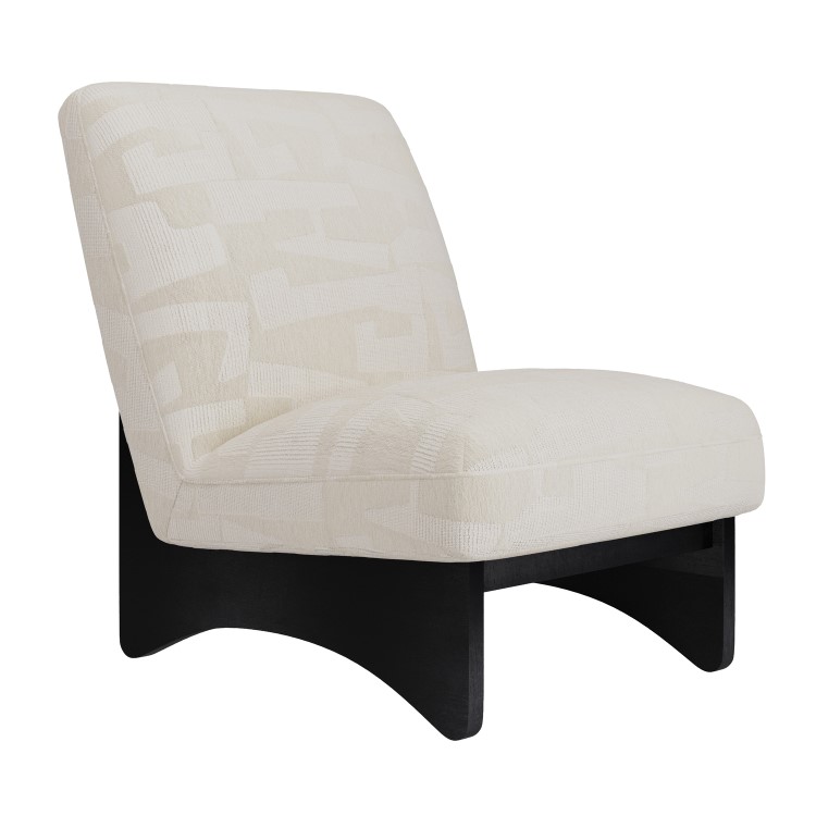 Beige Jacquard Patterned Fabric Chair - Raya