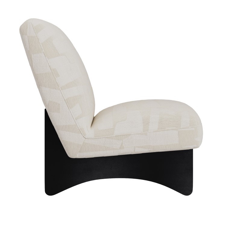 Beige Jacquard Patterned Fabric Chair - Raya