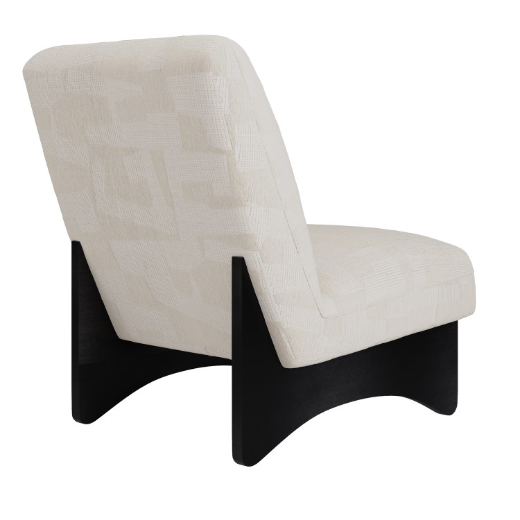 Beige Jacquard Patterned Fabric Chair - Raya