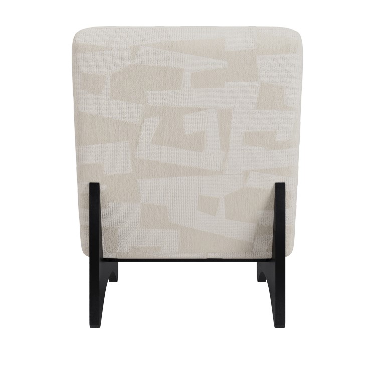 Beige Jacquard Patterned Fabric Chair - Raya