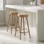 Set of 2 Solid Weathered Oak Kitchen Stools - 70cm - Rayne