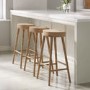 Set of 3 Solid Weathered Oak Kitchen Stools - 70cm - Rayne