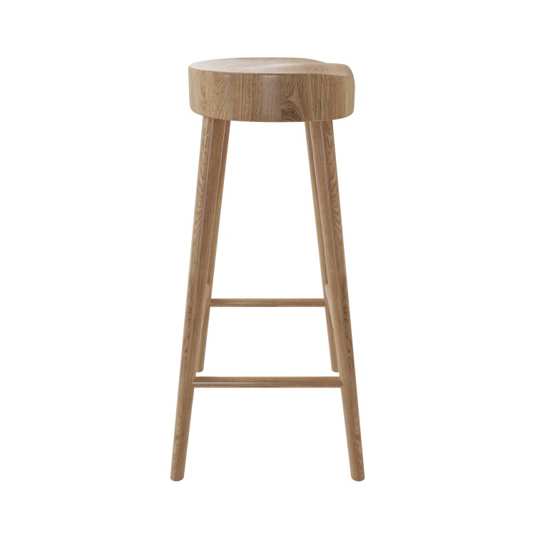 Set of 3 Solid Weathered Oak Kitchen Counter Stools - 70cm - Rayne