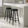 Set of 2 Black Solid Oak Kitchen Stools - 70cm - Rayne