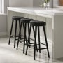 Set of 3 Black Solid Oak Kitchen Stools - 70cm - Rayne