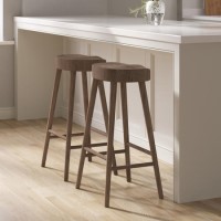Set of 2 Walnut Solid Oak Kitchen Counter Stools - 70cm - Rayne Set of 2 Walnut Solid Oak Kitchen Counter Stools - 70cm - Rayne