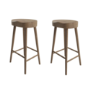 Set of 2 Walnut Solid Oak Kitchen Counter Stools - 70cm - Rayne