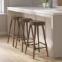 Set of 3 Walnut Solid Oak Kitchen Counter Stools - 70cm - Rayne