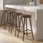 Set of 4 Walnut Solid Oak Kitchen Counter Stools - 70cm - Rayne