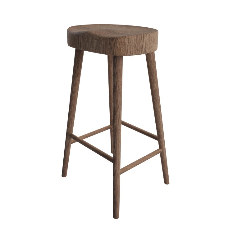 Walnut Solid Oak Kitchen Counter Stool - 70cm - Rayne