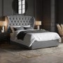 Grey Velvet King Size Ottoman Bed with Hybrid Memory Foam Top Mattress Included - Safina