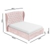 Pink Velvet Double Ottoman Bed with Winged Headboard - Safina