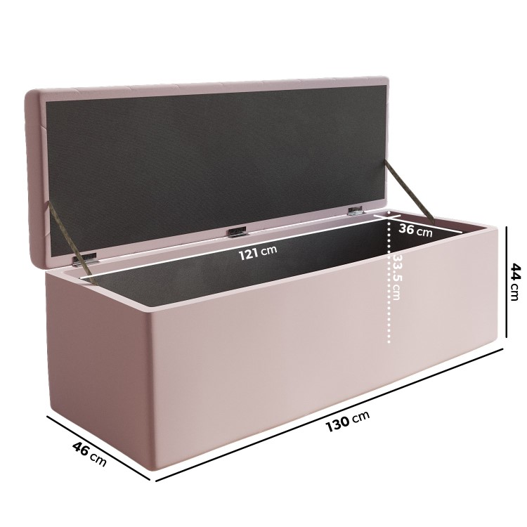 Pink Velvet King Size Ottoman Bed with Matching Blanket Box - Safina