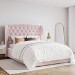 Pink Velvet Double Ottoman Bed with Winged Headboard - Safina