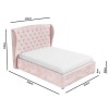 Pink Velvet King Size Ottoman Bed with Winged Headboard - Safina