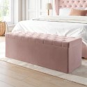 SAF133A Ottoman Storage Blanket Box in Pink Velvet - Safina