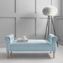 Safina Duck Egg Blue Hallway Velvet Bench with Quilted Arm Rest