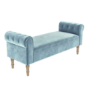 Safina Duck Egg Blue Hallway Velvet Bench with Quilted Arm Rest