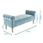 Safina Duck Egg Blue Hallway Velvet Bench with Quilted Arm Rest