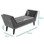 Safina Velvet Hallway Bench Seat with Stud Detailing in Dark Grey