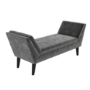 Safina Velvet Hallway Bench Seat with Stud Detailing in Dark Grey