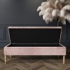 Safina Striped Top Storage Bench in Baby Pink Velvet