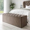 Mink Brown Velvet Double Ottoman Bed with Blanket Box - Safina