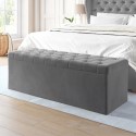 SAF027A Ottoman Storage Blanket Box in Grey Velvet - Safina