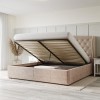 Beige Velvet Super King Size Ottoman Bed with Blanket Box - Safina