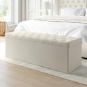 SAF126A Ottoman Storage Blanket Box in Cream Fabric - Safina