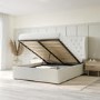 Cream Fabric Double Ottoman Bed with Matching Blanket Box