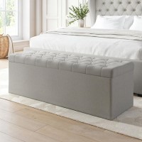Ottoman Storage Blanket Box in Grey Fabric - Safina Ottoman Storage Blanket Box in Grey Fabric - Safina