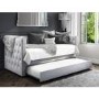 Sacha Velvet Sofa Bed in Silver Grey - Trundle Bed Included