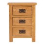 Rustic Saxon Oak Bedside Table With 3 Drawers