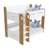 White and Oak Bunk Bed with Shelves - Sky
