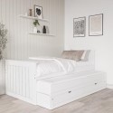 SND001 Single White Wooden Guest Bed with Storage and Trundle - Sander