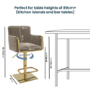 Set of 4 Mink Velvet Adjustable Swivel Bar Stools with Gold Base - Sonny