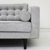 Elba Light Grey Fabric Sofa - Seats 3 with Button Detailing &amp; Bolster Cushions