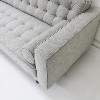 Elba Light Grey Fabric Sofa - Seats 3 with Button Detailing &amp; Bolster Cushions