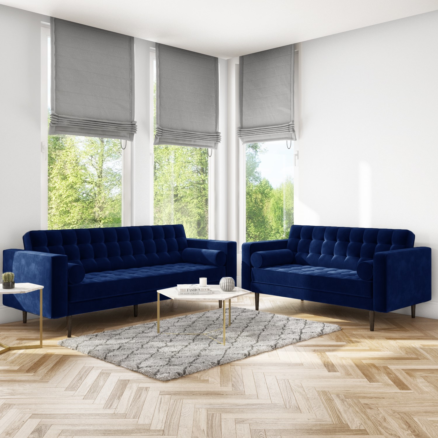 Luxury blue sofa discount