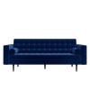 Mid Century Quilted Navy Blue Velvet 3 Seater and 2 Seater Sofa Set - Elba