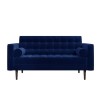 Mid Century Quilted Navy Blue Velvet 3 Seater and 2 Seater Sofa Set - Elba