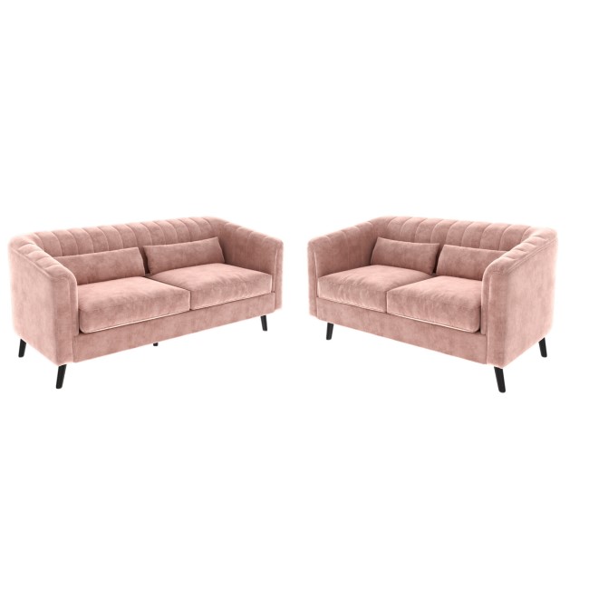 Pink Velvet 3 Seater Sofa & 2 Seater Sofa Set - Lotti