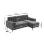 Grey Velvet Small L Shaped Sofa and Footstool Set - Idris