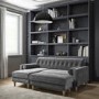 Grey Velvet Left Facing L Shaped Sofa with Matching Footstool - Seats 3 - Idris