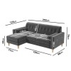 Grey Velvet Left Facing L Shaped Sofa with Matching Footstool - Seats 3 - Idris
