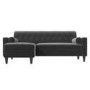 Grey Velvet Left Facing L Shaped Sofa with Matching Footstool - Seats 3 - Idris