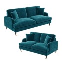 BUN/SOF059/76611 Teal Velvet Sofa Set - Payton